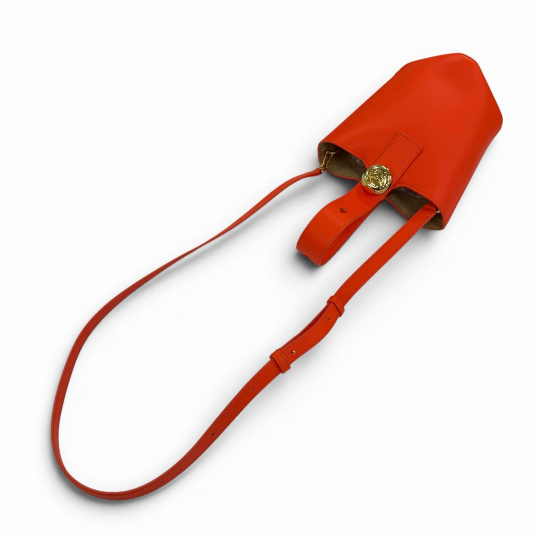 Great LOEWE Handbag Pebble Bucket Bag Mini 2WAY Shoulder Bag vivid orange Smooth