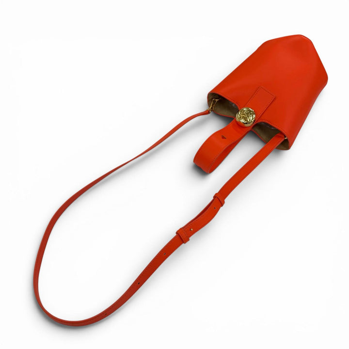 Great LOEWE Handbag Pebble Bucket Bag Mini 2WAY Shoulder Bag vivid orange Smooth