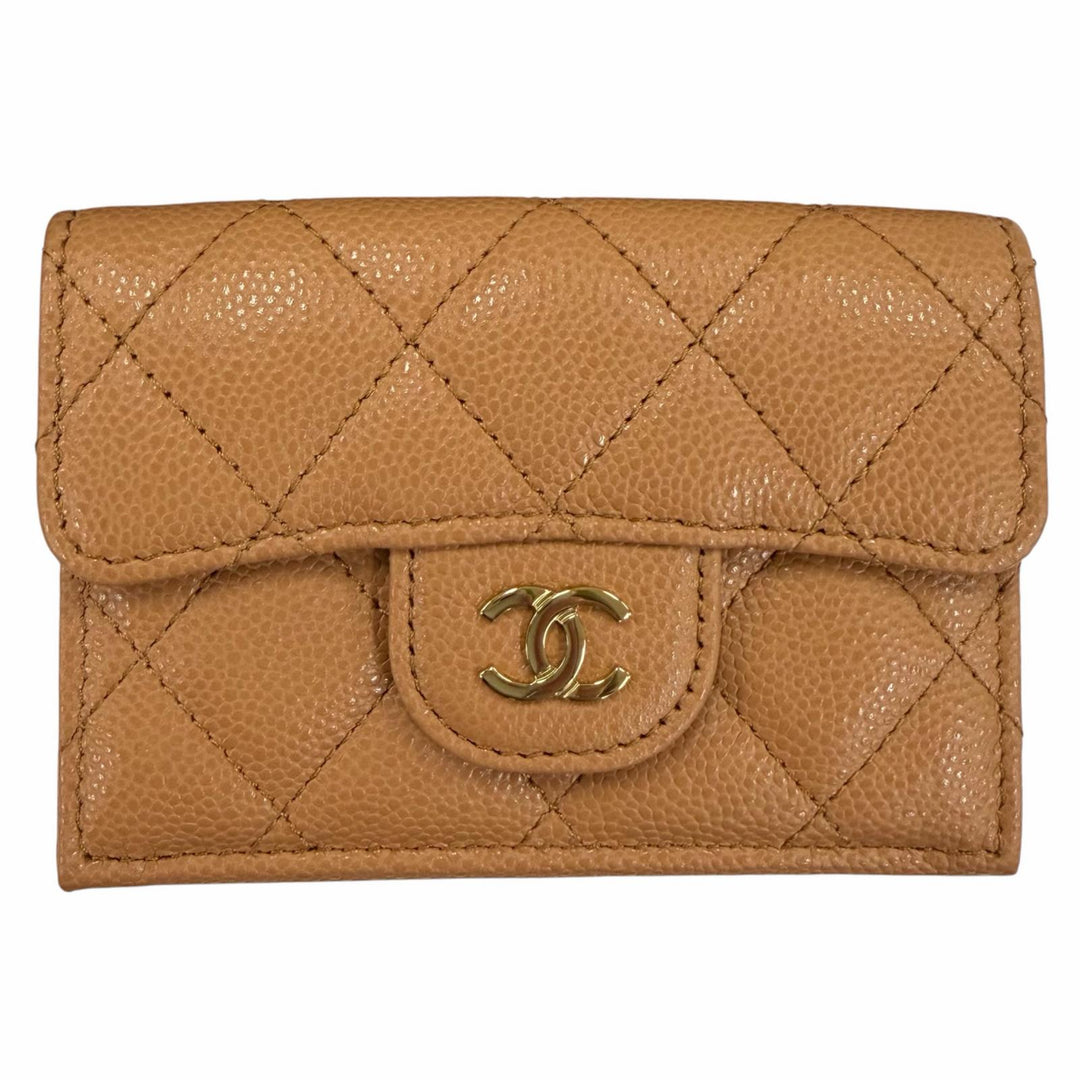 Pristine CHANEL Classic small flap wallet COCO Mark Matrasse Brown AP0230