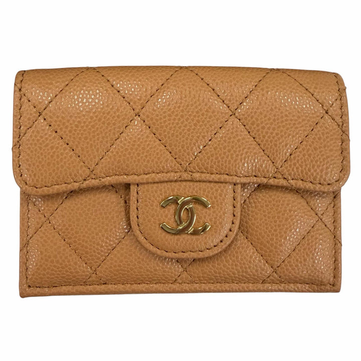 Pristine CHANEL Classic small flap wallet COCO Mark Matrasse Brown AP0230