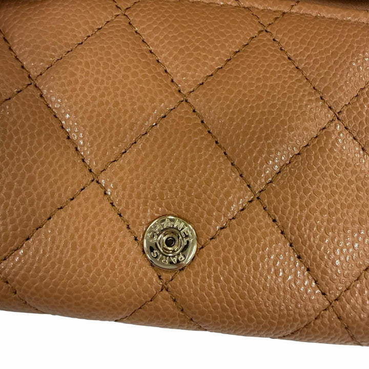 Pristine CHANEL Classic small flap wallet COCO Mark Matrasse Brown AP0230