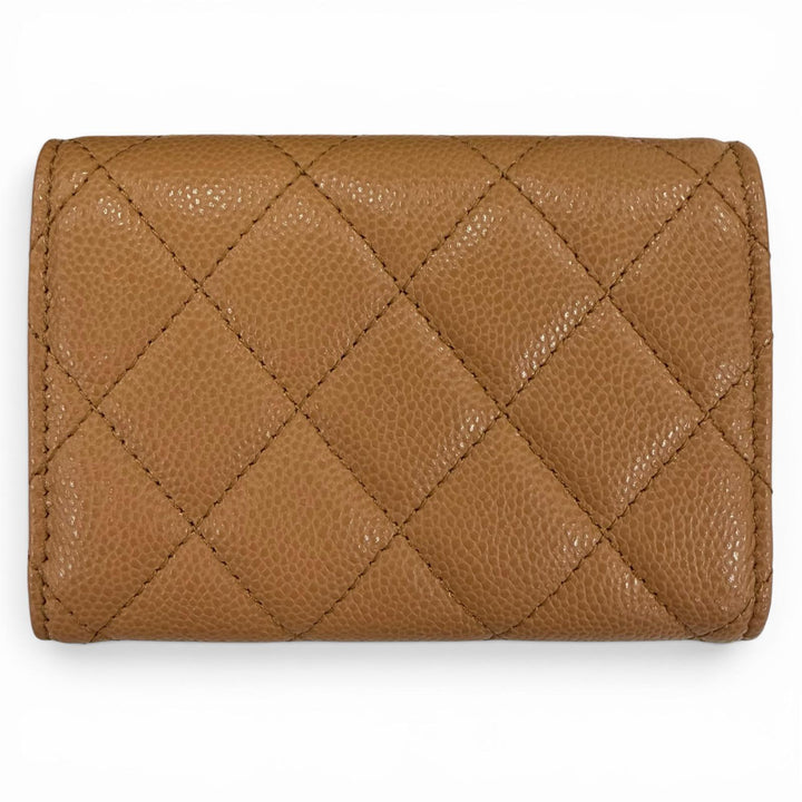 Pristine CHANEL Classic small flap wallet COCO Mark Matrasse Brown AP0230