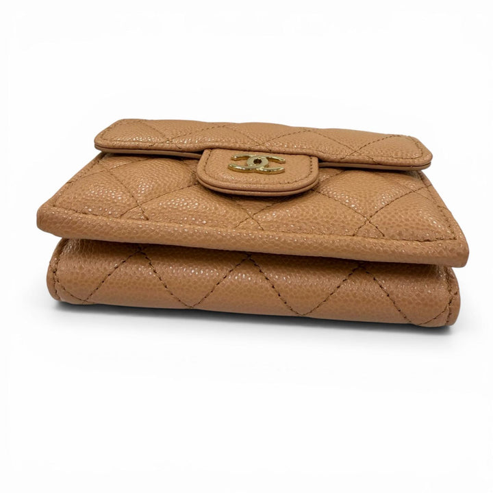 Pristine CHANEL Classic small flap wallet COCO Mark Matrasse Brown AP0230