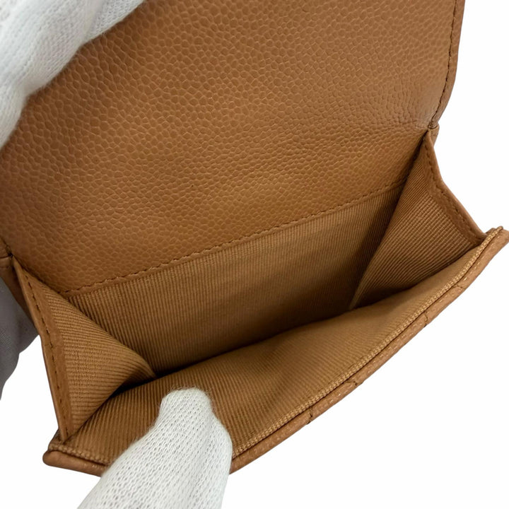 Pristine CHANEL Classic small flap wallet COCO Mark Matrasse Brown AP0230