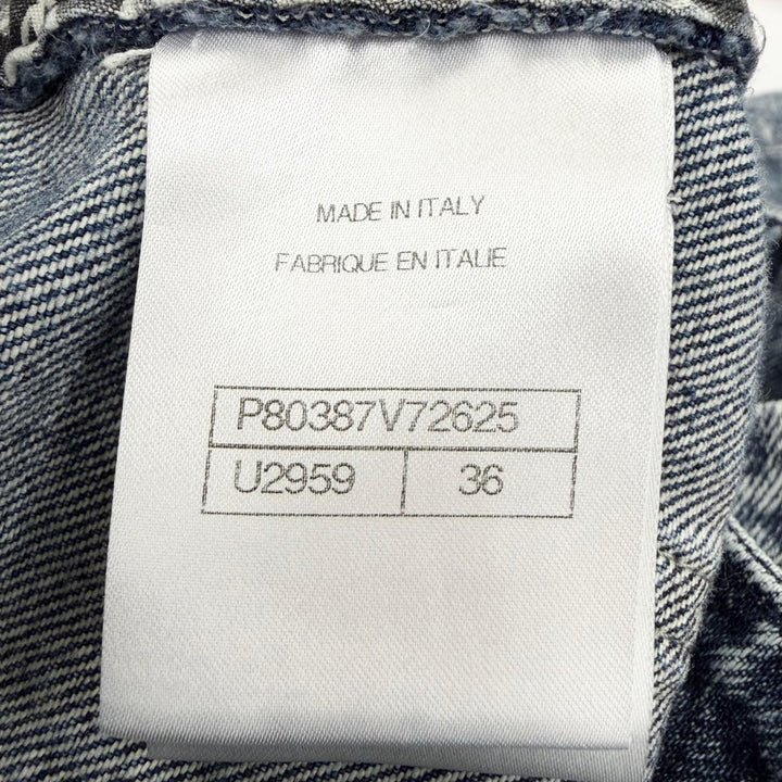 Excellent CHANEL Denim pants COCO Mark Camellia Print Washed Wide 36 P80387