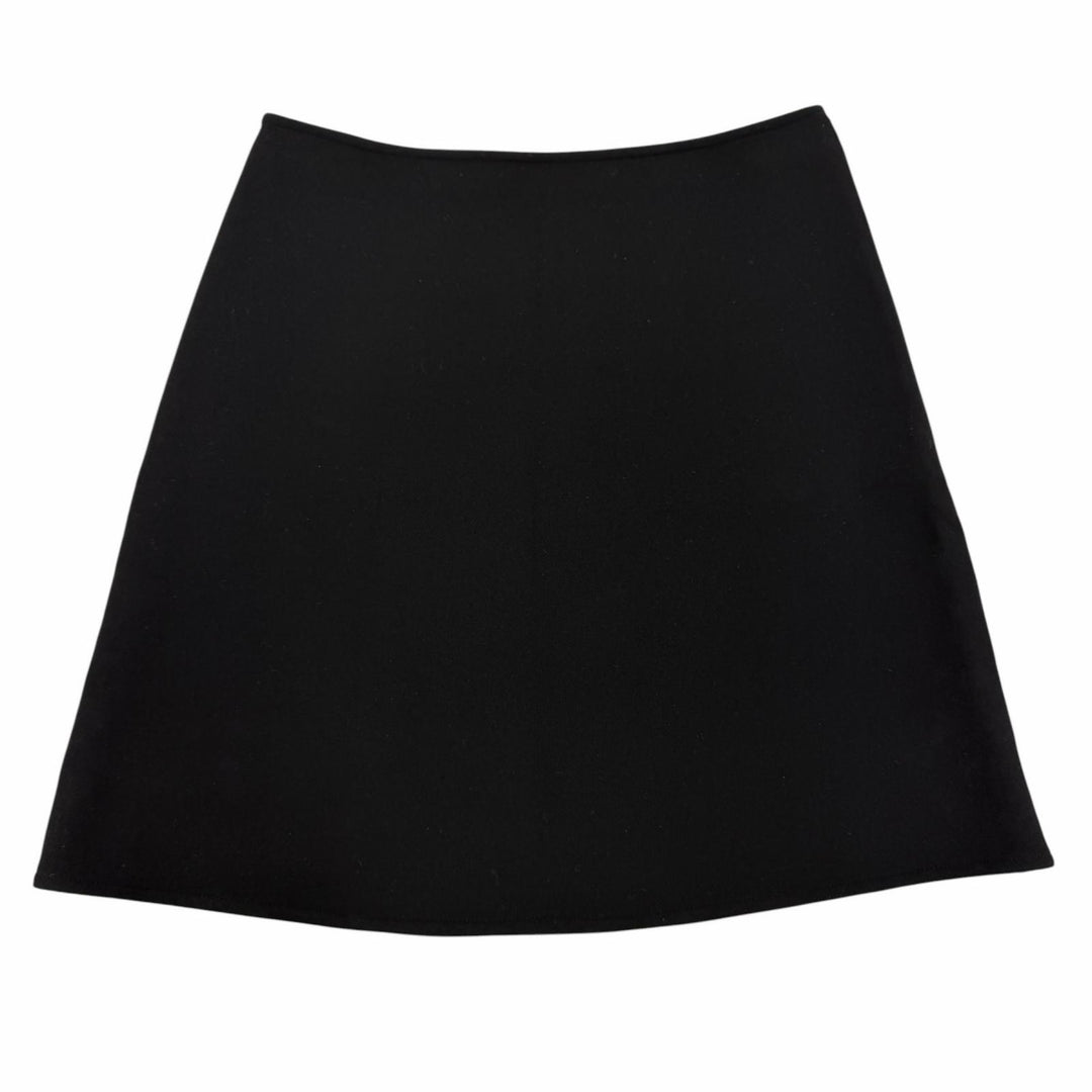 Great HERMES Mini skirt Back H motif trapezoid skirt black wool Women 36