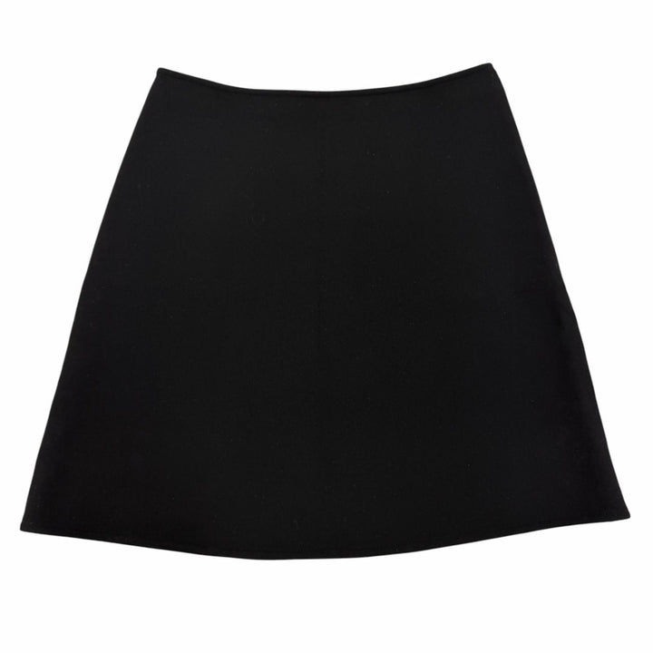 Great HERMES Mini skirt Back H motif trapezoid skirt black wool Women 36