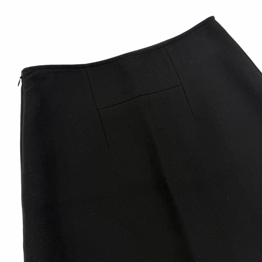 Great HERMES Mini skirt Back H motif trapezoid skirt black wool Women 36