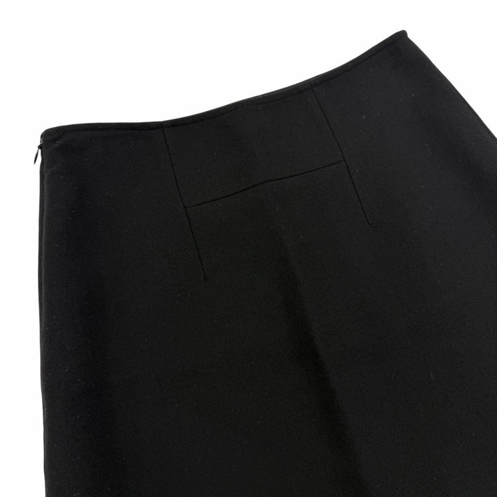 Great HERMES Mini skirt Back H motif trapezoid skirt black wool Women 36