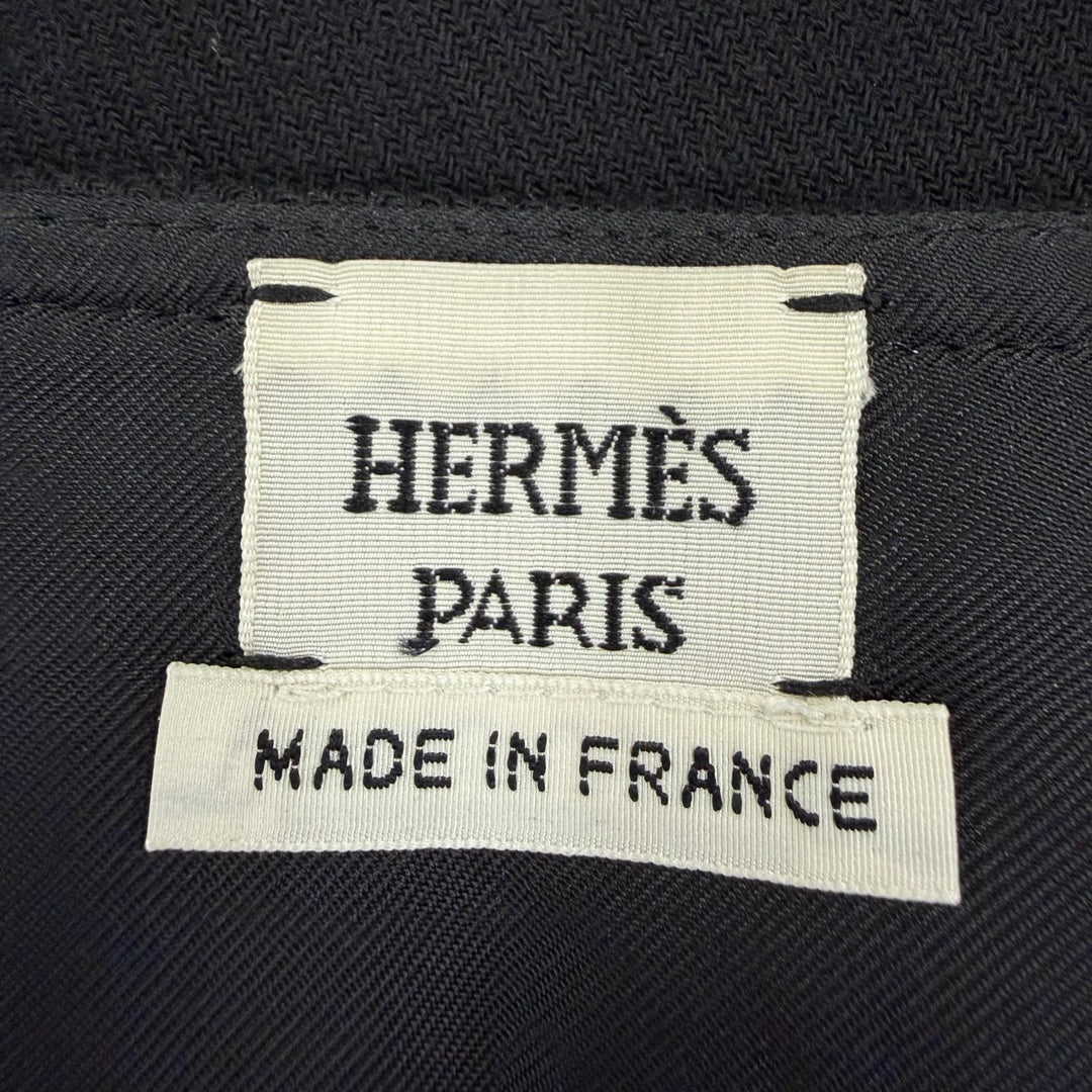 Great HERMES Mini skirt Back H motif trapezoid skirt black wool Women 36