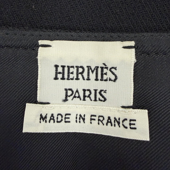 Great HERMES Mini skirt Back H motif trapezoid skirt black wool Women 36