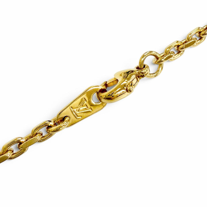 Excellent LOUIS VUITTON Necklace Chain LV Yours Monogram flower gold mens M02740