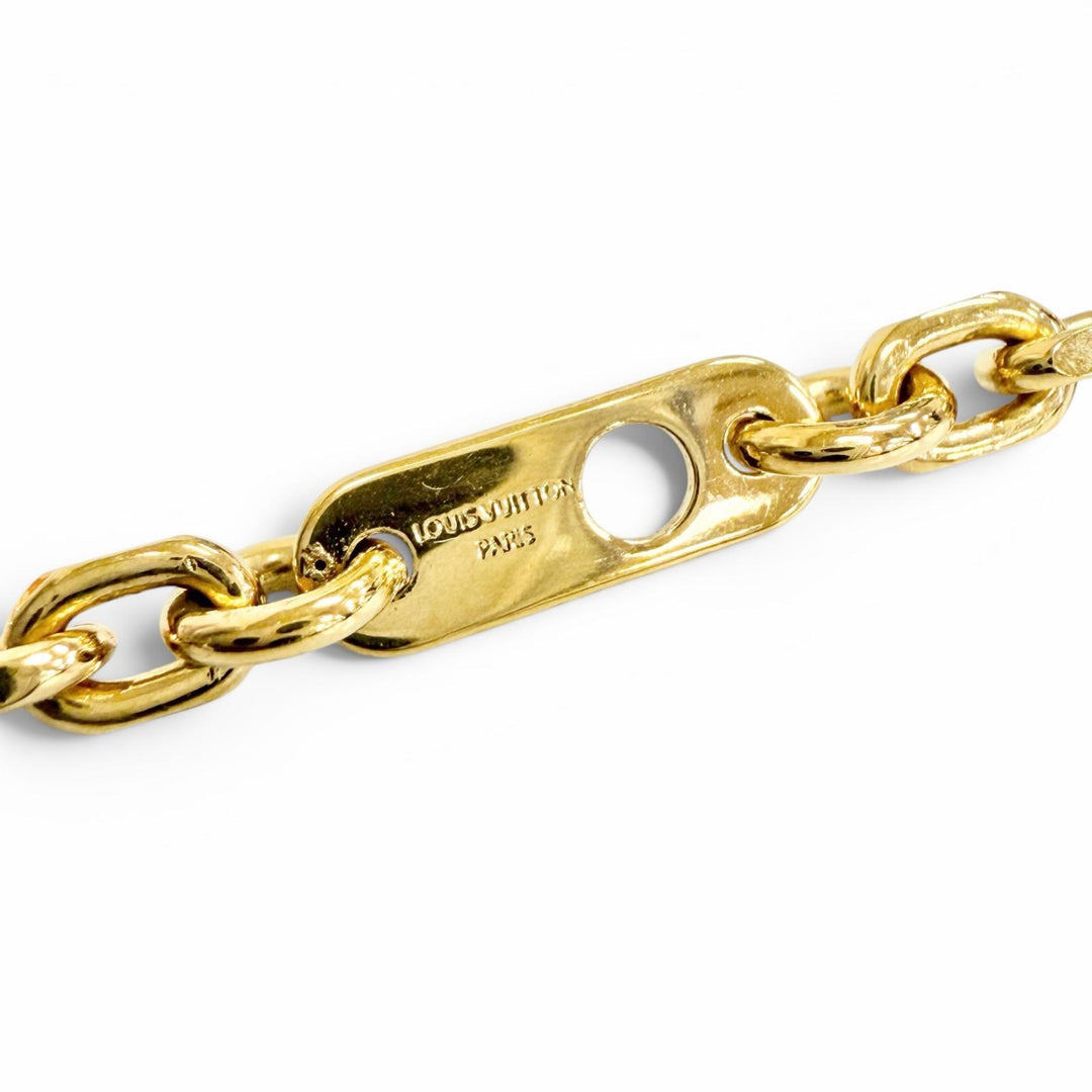 Excellent LOUIS VUITTON Necklace Chain LV Yours Monogram flower gold mens M02740