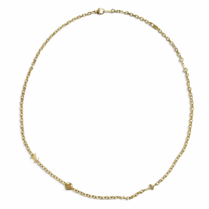 Excellent LOUIS VUITTON Necklace Chain LV Yours Monogram flower gold mens M02740