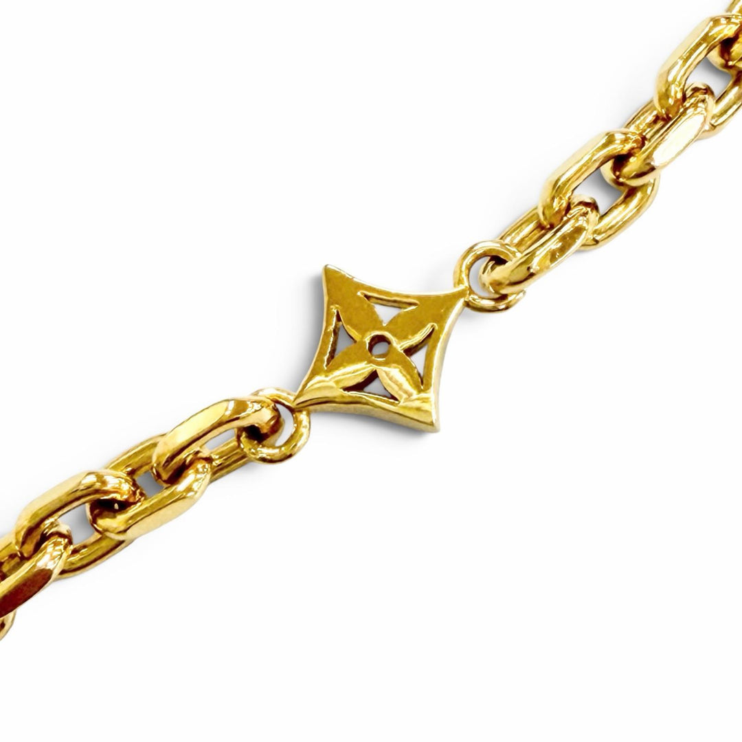 Excellent LOUIS VUITTON Necklace Chain LV Yours Monogram flower gold mens M02740