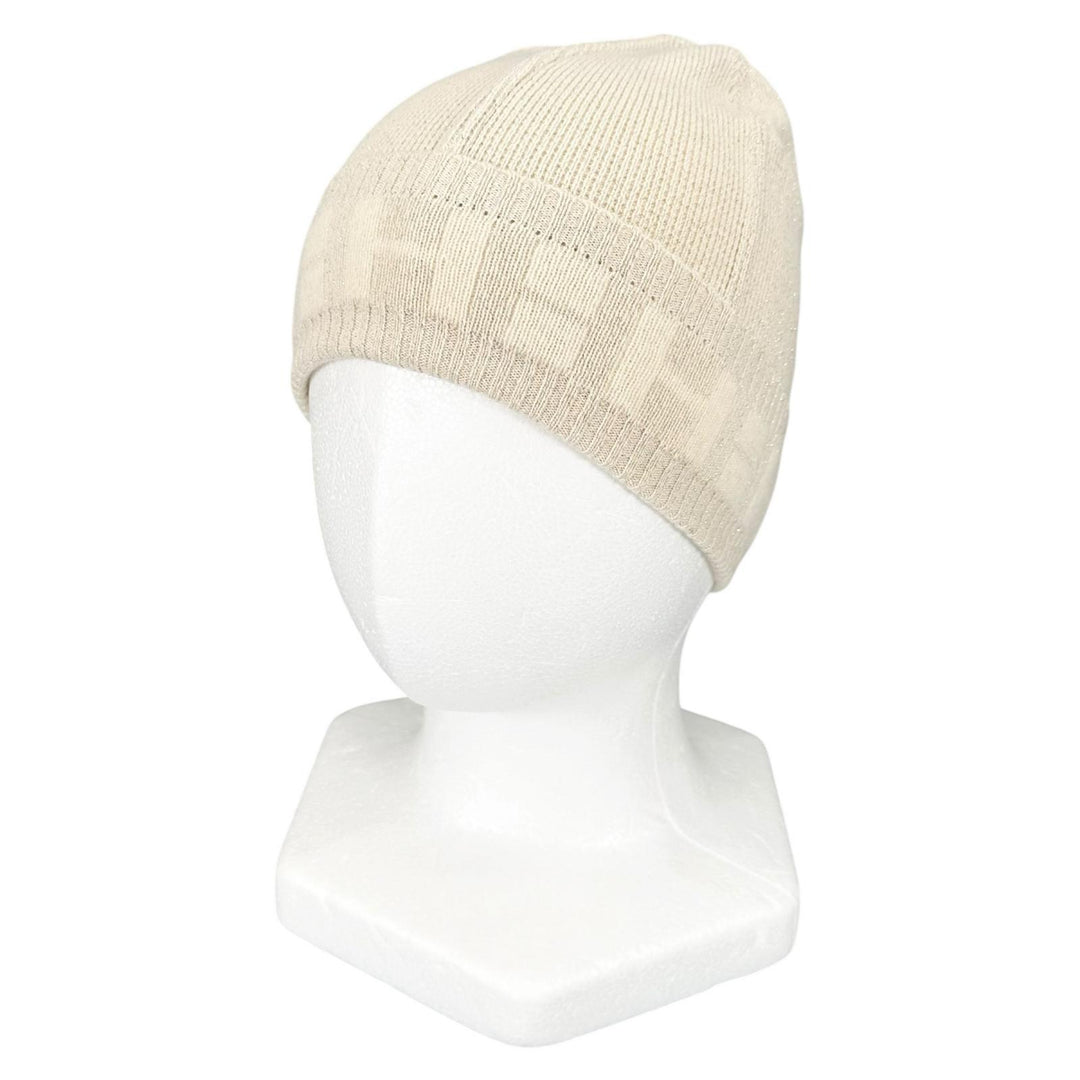 Excellent HERMES Knit cap Margiela-era H logo beanie Ivory cashmere Women