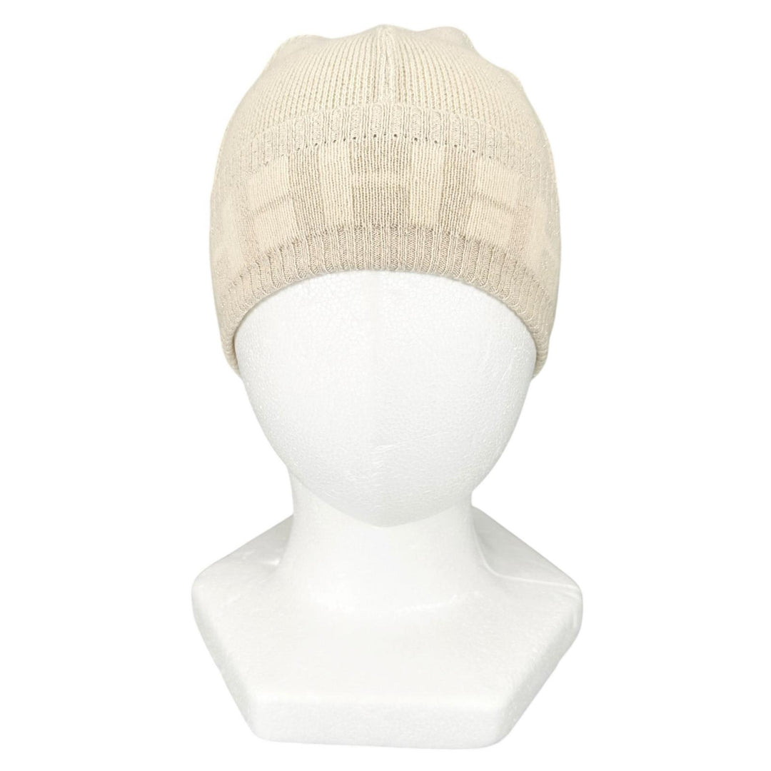 Excellent HERMES Knit cap Margiela-era H logo beanie Ivory cashmere Women
