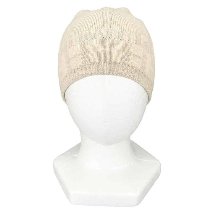 Excellent HERMES Knit cap Margiela-era H logo beanie Ivory cashmere Women