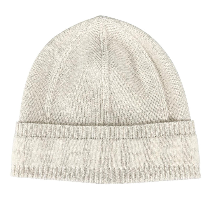 Excellent HERMES Knit cap Margiela-era H logo beanie Ivory cashmere Women