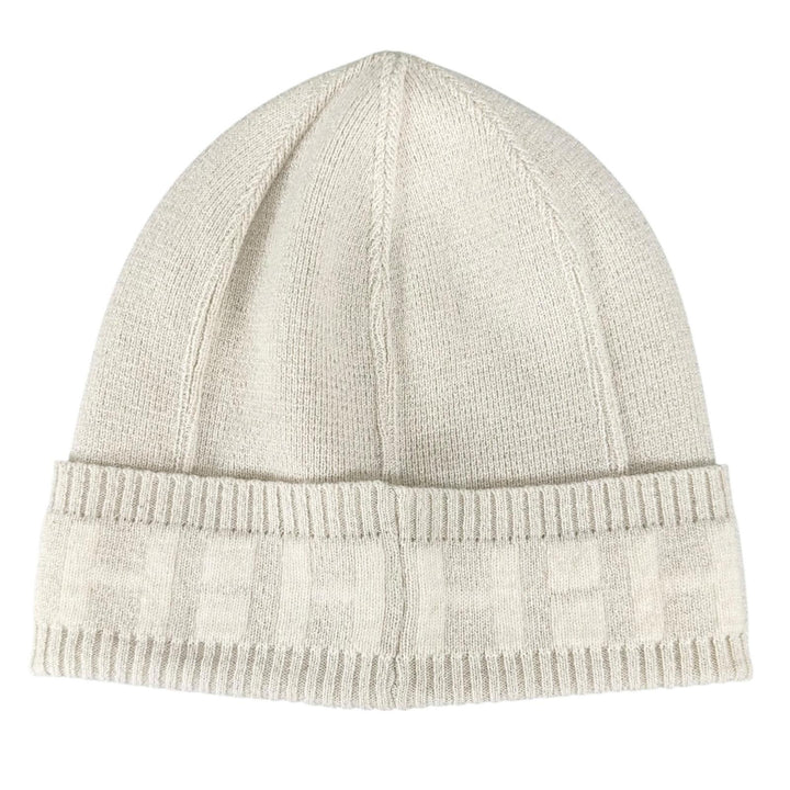 Excellent HERMES Knit cap Margiela-era H logo beanie Ivory cashmere Women
