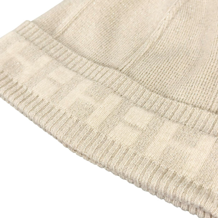 Excellent HERMES Knit cap Margiela-era H logo beanie Ivory cashmere Women