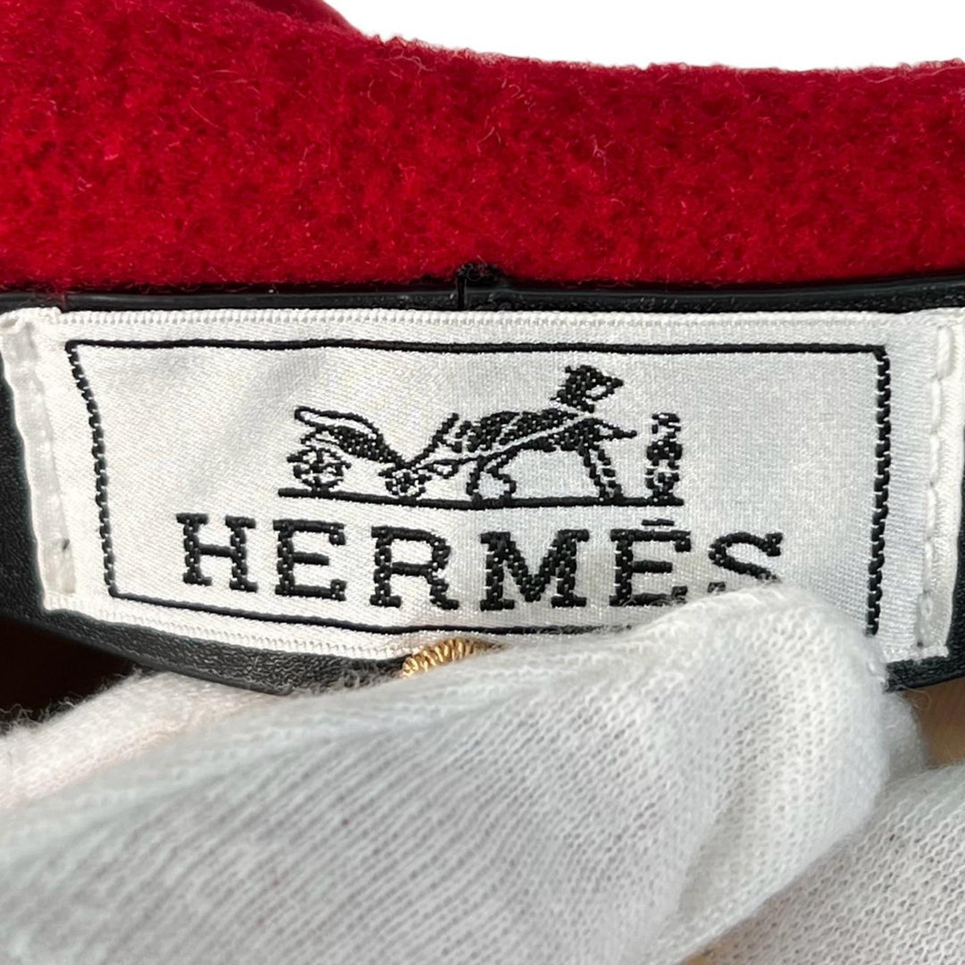 Excellent HERMES beret Beret Felicity Metal charm hat Red wool Women FR 58