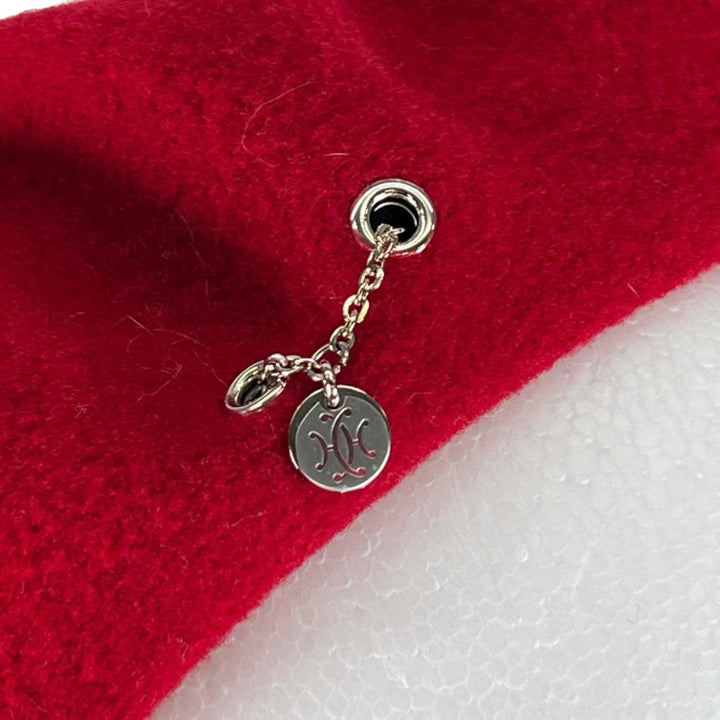 Excellent HERMES beret Beret Felicity Metal charm hat Red wool Women FR 58
