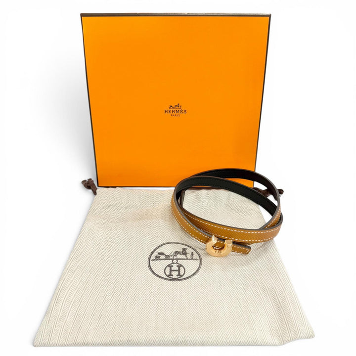 Pristine HERMES belt Kit Jocket Reversible belt Brown Vaux Swift Leather Women