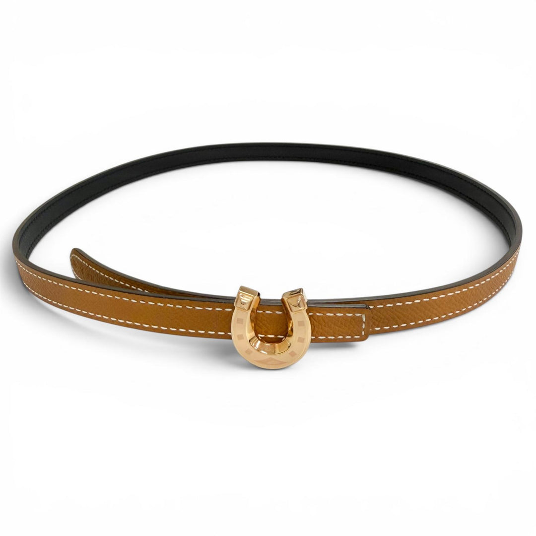 Pristine HERMES belt Kit Jocket Reversible belt Brown Vaux Swift Leather Women