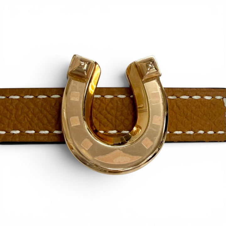 Pristine HERMES belt Kit Jocket Reversible belt Brown Vaux Swift Leather Women