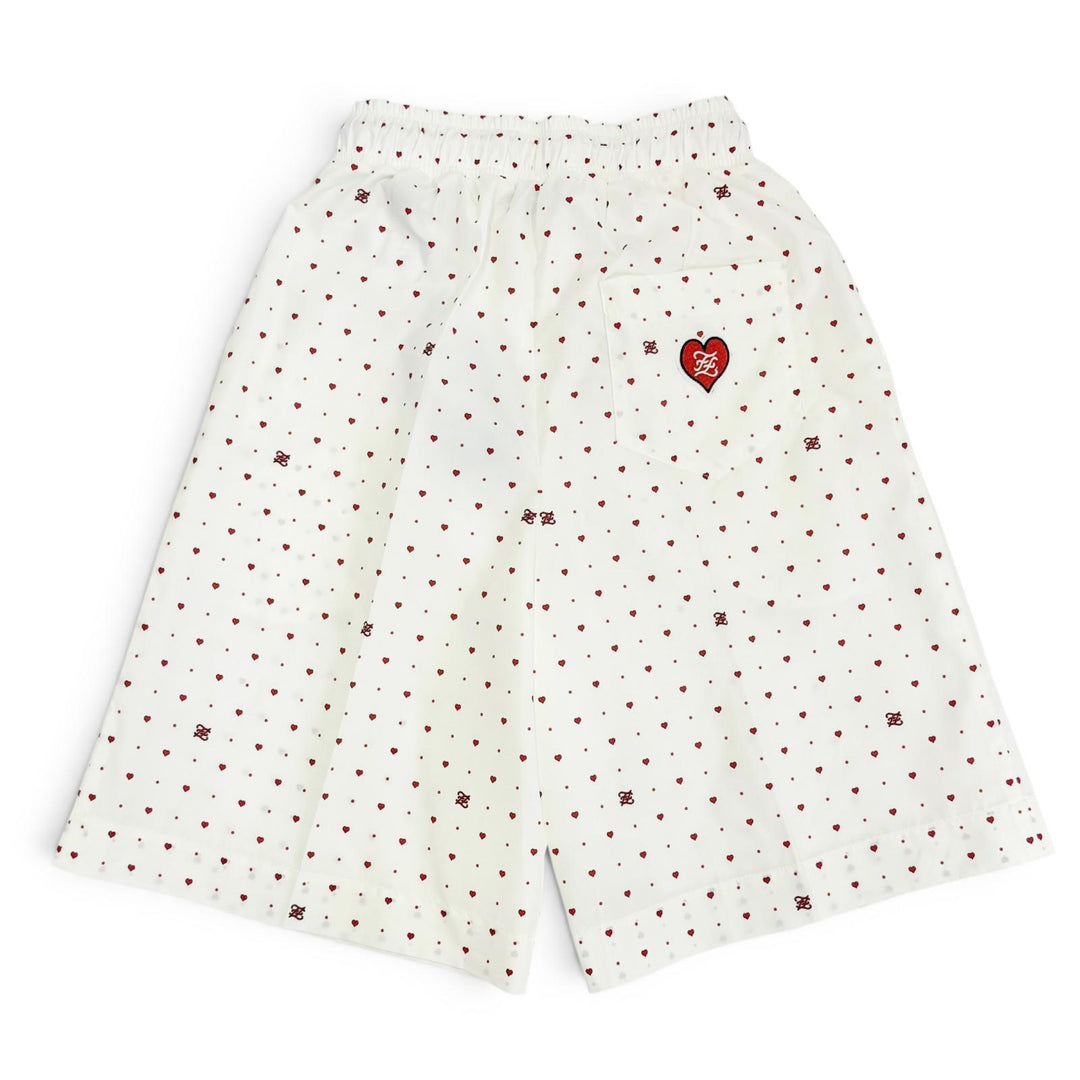 Pristine FENDI FF logo patch, polka dot, heart, easy shorts, XS FAB259