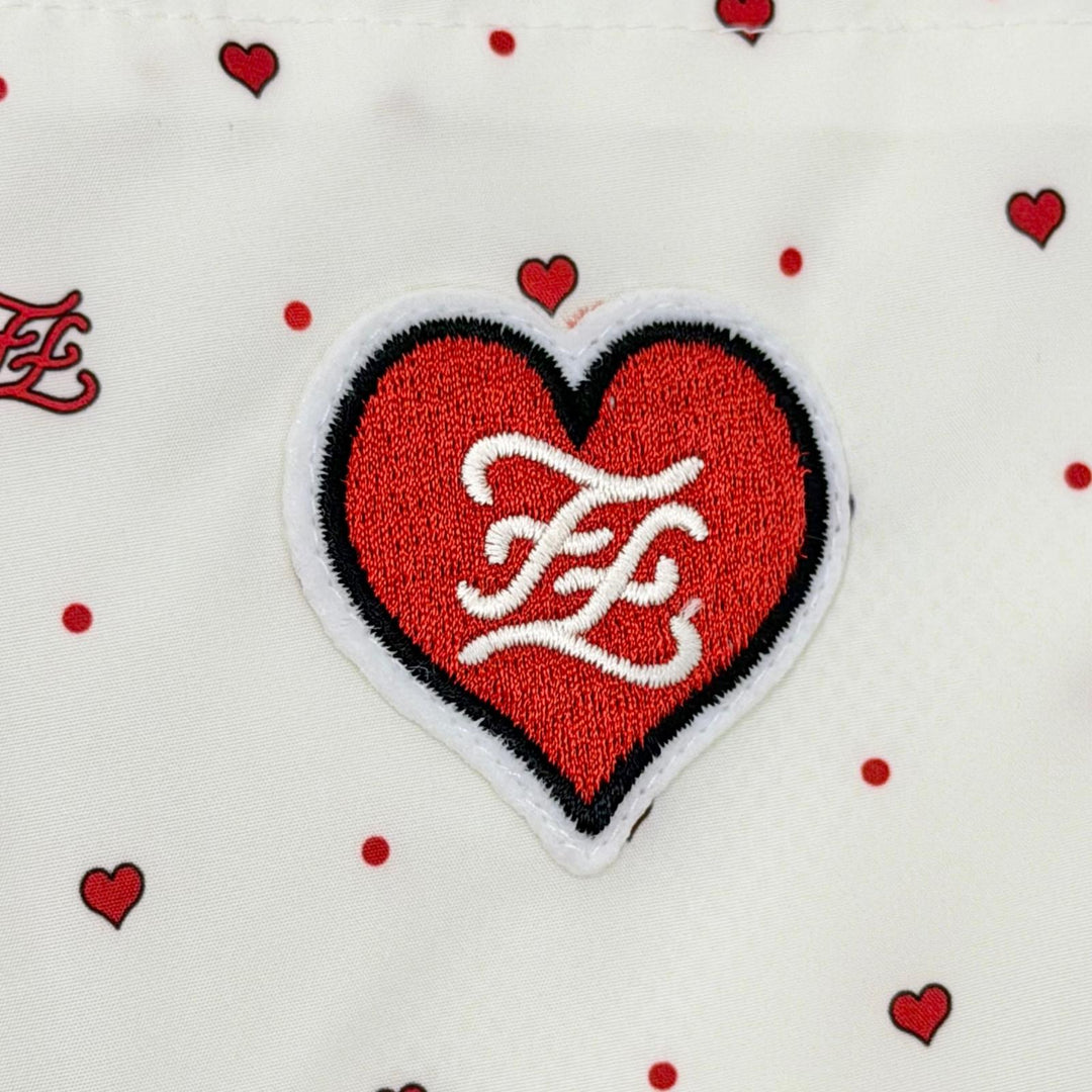 Pristine FENDI FF logo patch, polka dot, heart, easy shorts, XS FAB259