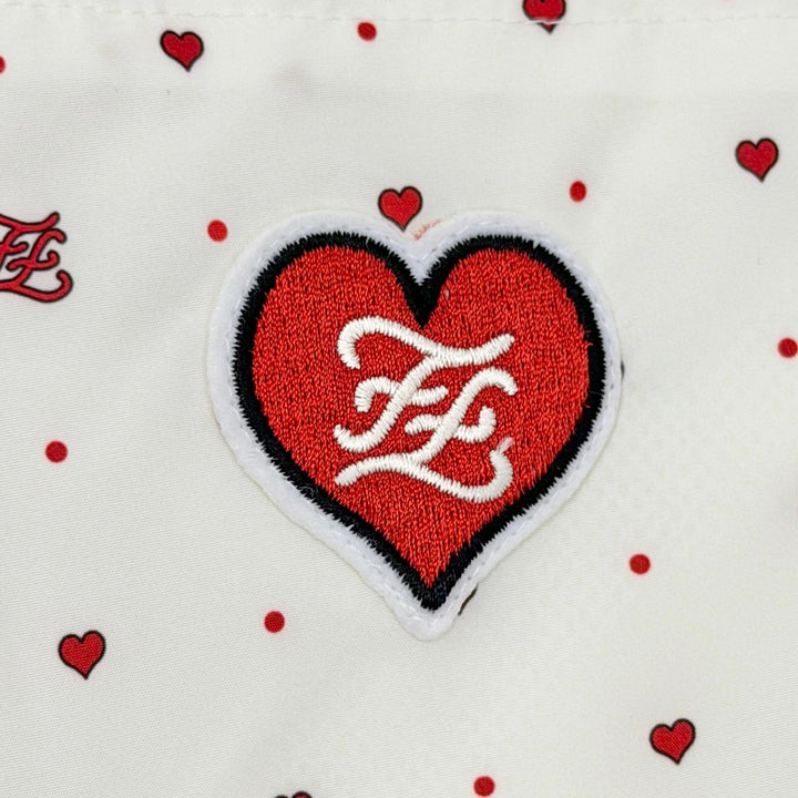 Pristine FENDI FF logo patch, polka dot, heart, easy shorts, XS FAB259