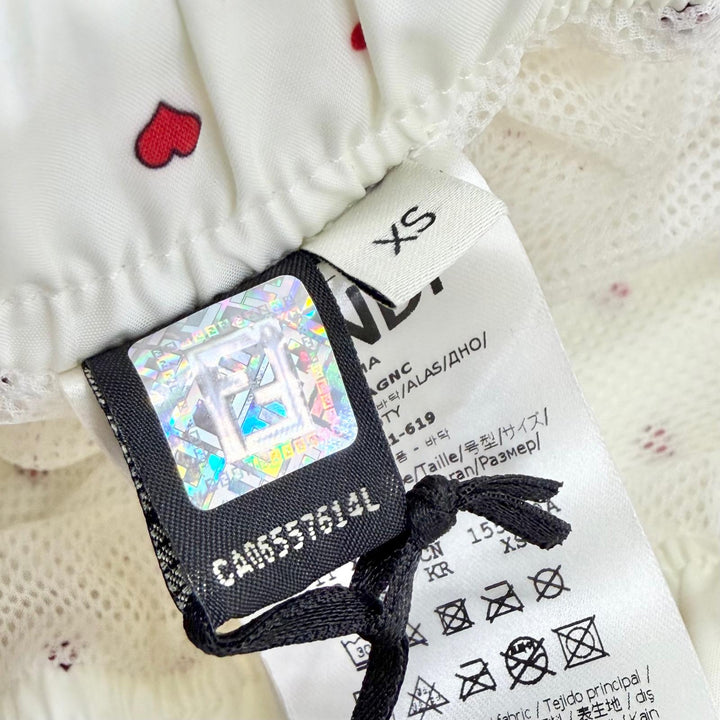 Pristine FENDI FF logo patch, polka dot, heart, easy shorts, XS FAB259