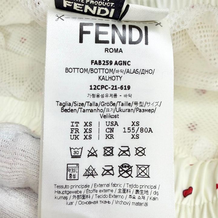 Pristine FENDI FF logo patch, polka dot, heart, easy shorts, XS FAB259