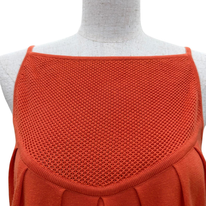 Great HERMES one piece Mesh design camisole knit Orange cotton Women 34