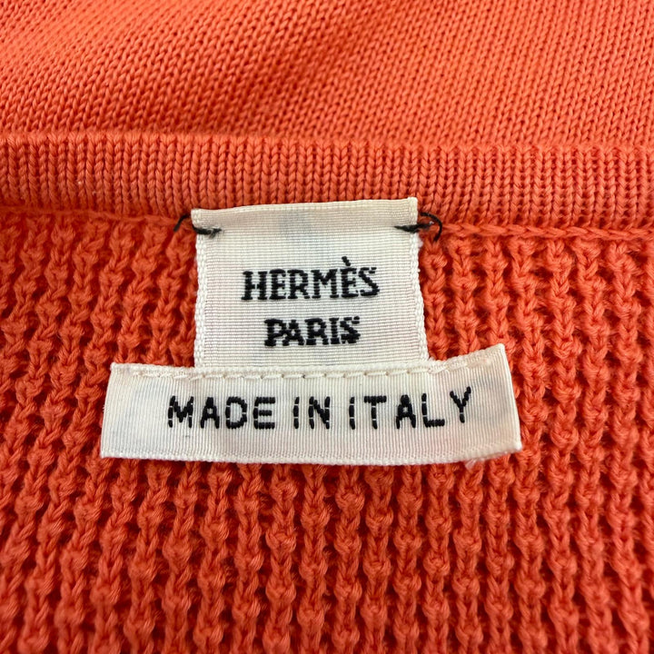 Great HERMES one piece Mesh design camisole knit Orange cotton Women 34
