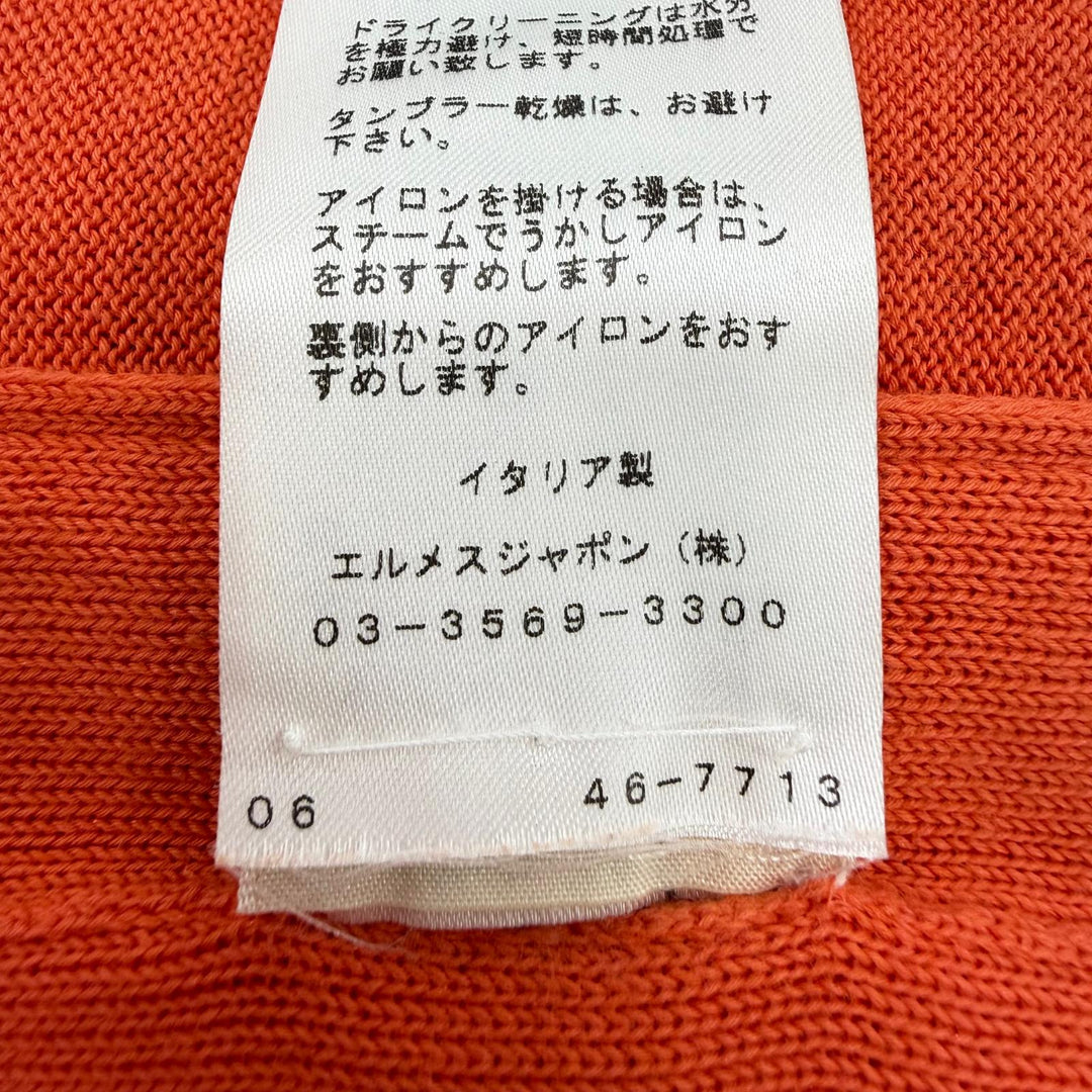 Great HERMES one piece Mesh design camisole knit Orange cotton Women 34
