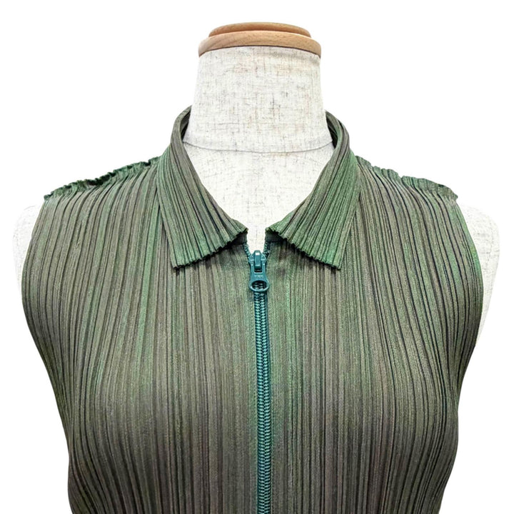 Excellent PLEATS PLEASE Best Zip-up gilet iridescent Women 3 PP14-JE571