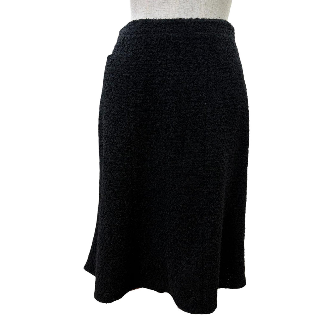 Great CHANEL set Silk-trimmed COCO Mark circle logo tweed jacket and skirt 34