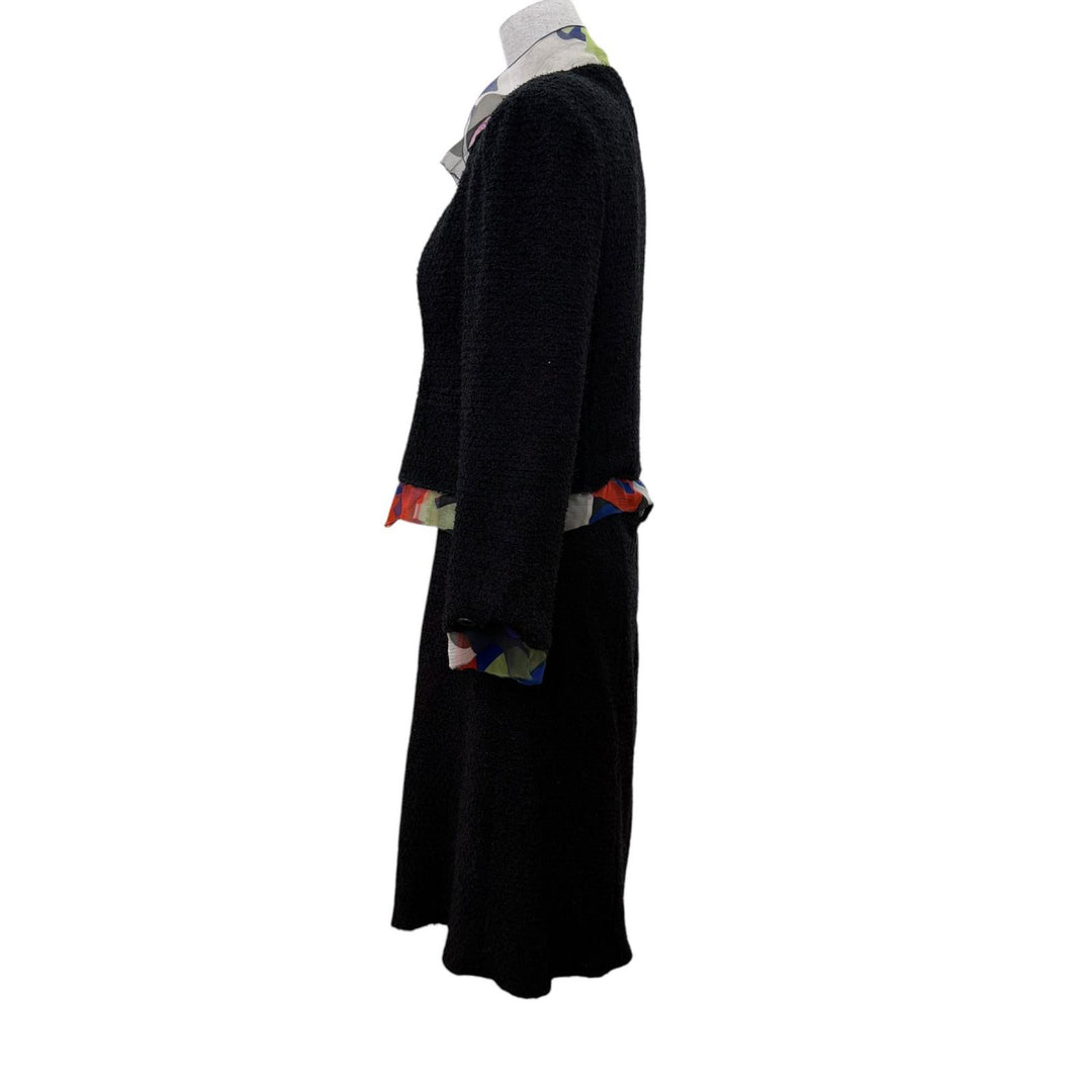 Great CHANEL set Silk-trimmed COCO Mark circle logo tweed jacket and skirt 34