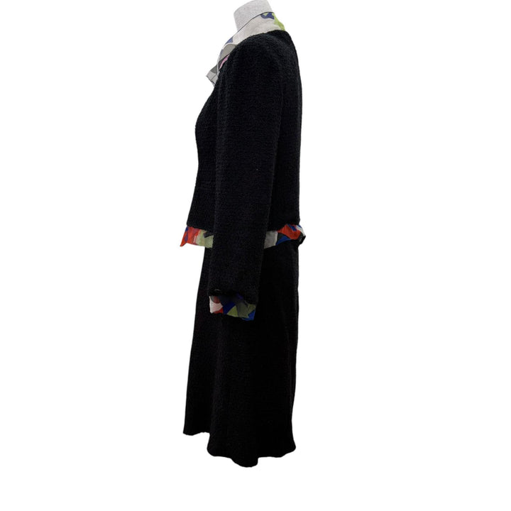 Great CHANEL set Silk-trimmed COCO Mark circle logo tweed jacket and skirt 34