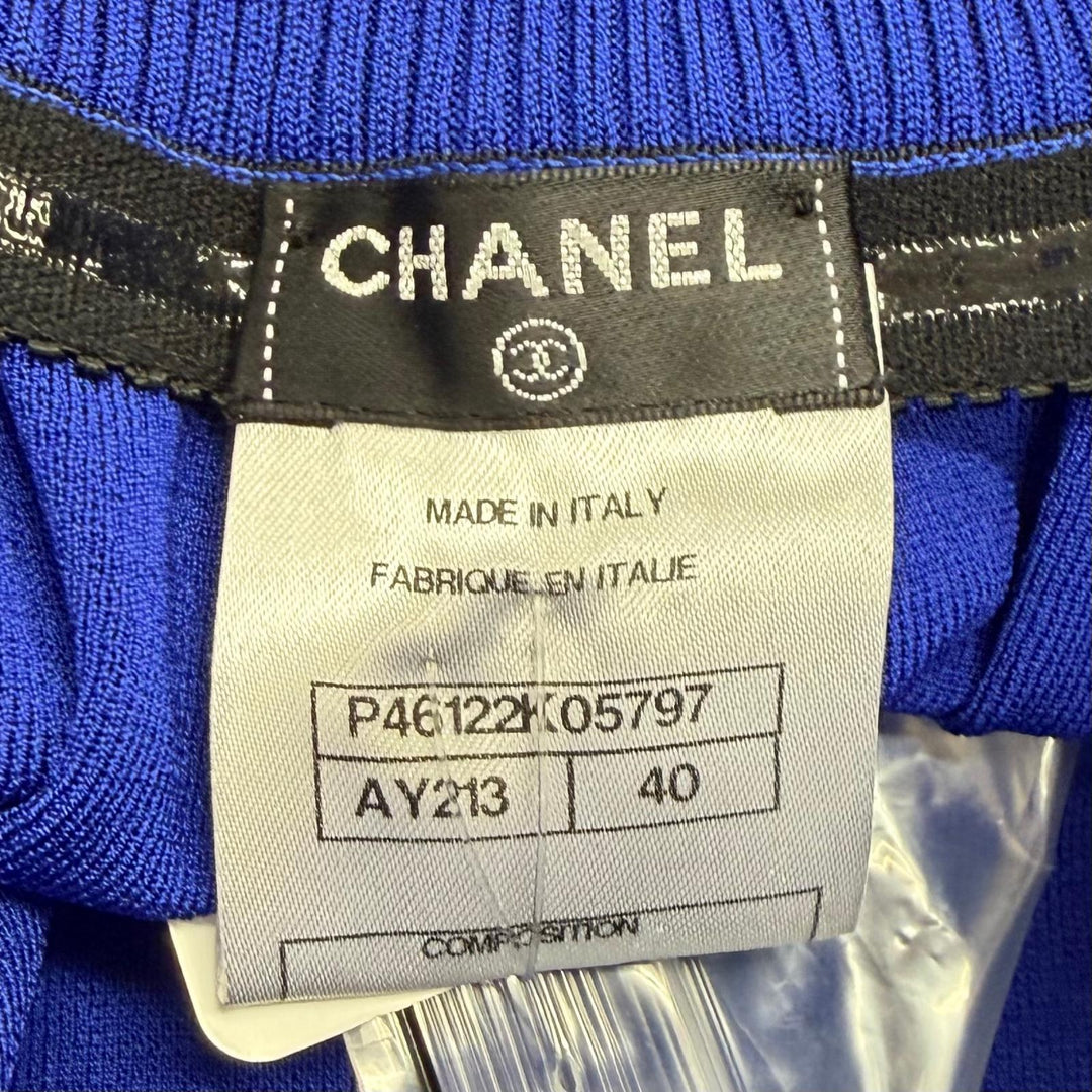 Great CHANEL two-piece set blue Rayon Women 36 P46123 P46122