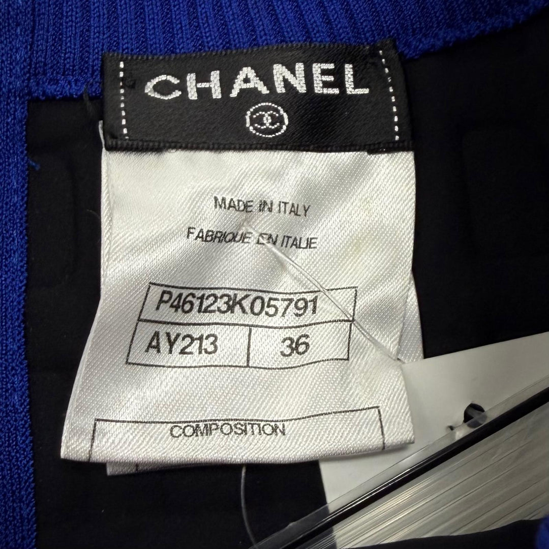 Great CHANEL two-piece set blue Rayon Women 36 P46123 P46122