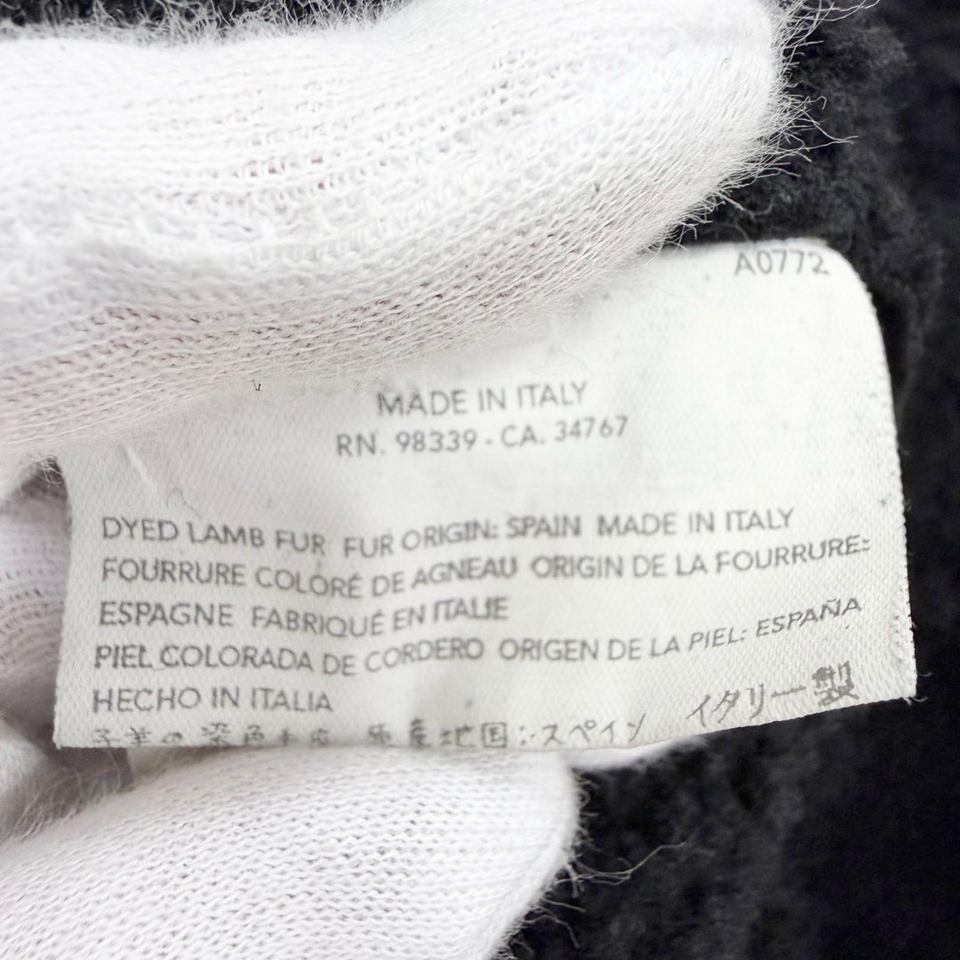 Very Good MIUMIU Mouton coat Flared design long dress black Lamb leather 40