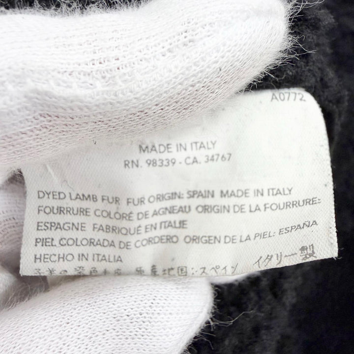 Very Good MIUMIU Mouton coat Flared design long dress black Lamb leather 40