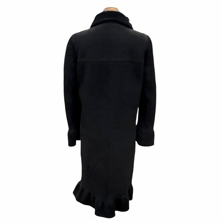 Very Good MIUMIU Mouton coat Flared design long dress black Lamb leather 40