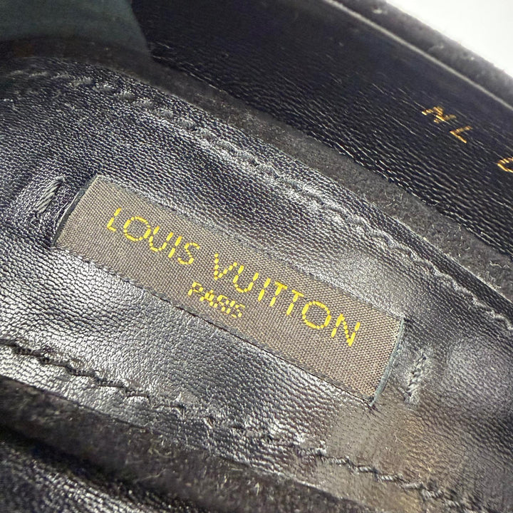 Great LOUIS VUITTON pumps LV Metal Ribbon Rhinestone Suede Leather black 35.5