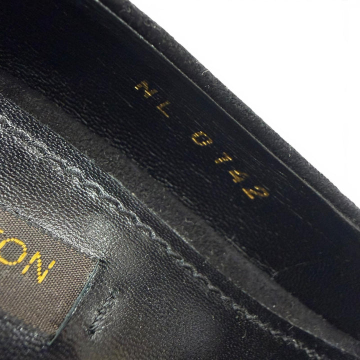 Great LOUIS VUITTON pumps LV Metal Ribbon Rhinestone Suede Leather black 35.5