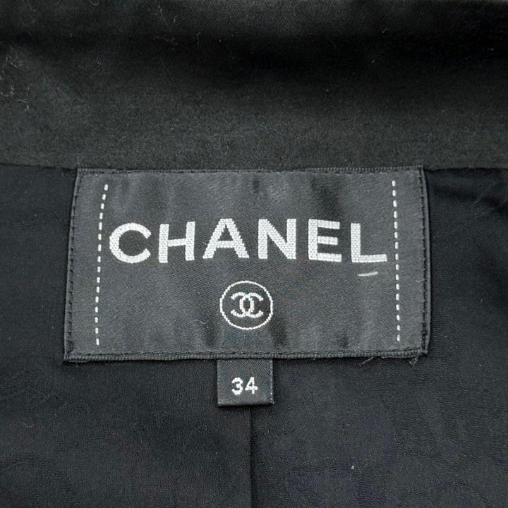 Excellent CHANEL Jacket Houndstooth COCO Button ZIP UP Tweed Jacket 34 17K